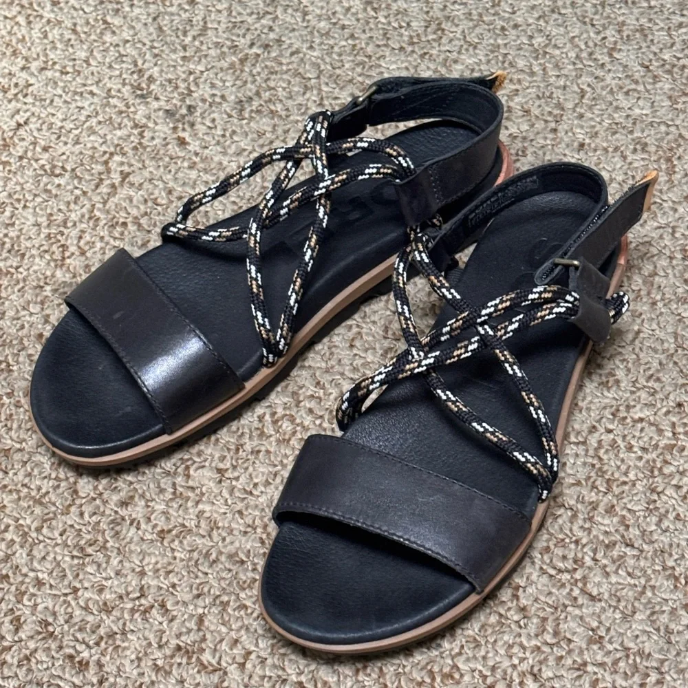 Sorel Black Sandals with Braided Accents - Picture 3 of 4